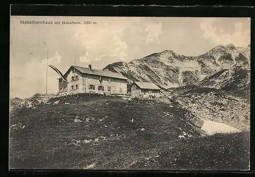AK Nebelhornhaus, Berghütte mit Nebelhorn
