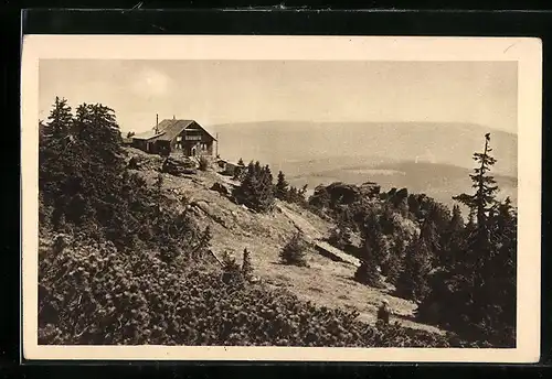 AK Arberschutzhaus, Berghütte mit Panorama