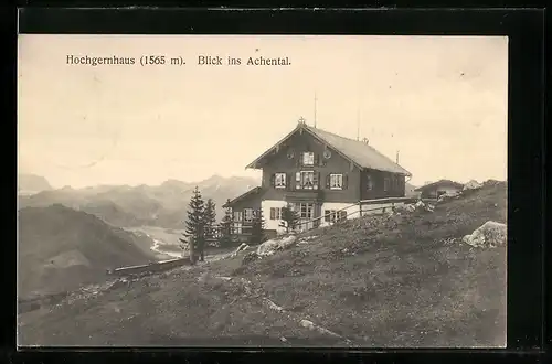 AK Hochgernhaus, Berghütte mit Blick ins Achental