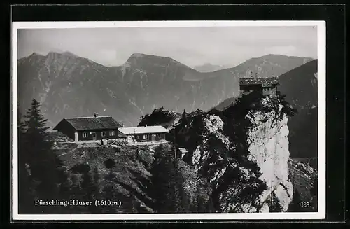 AK Pürschling-Häuser, Berghütte mit Panorama