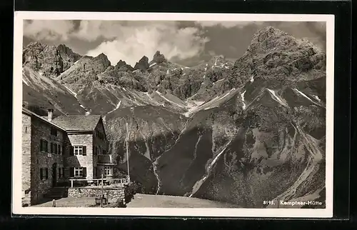 AK Kemptner-Hütte, Blick zum Hochgebirge