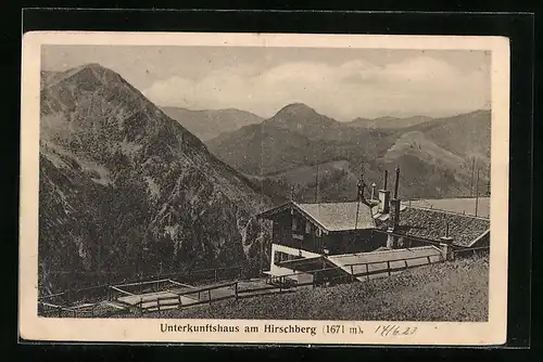 AK Hirschberghaus, Berghütte mit Panorama