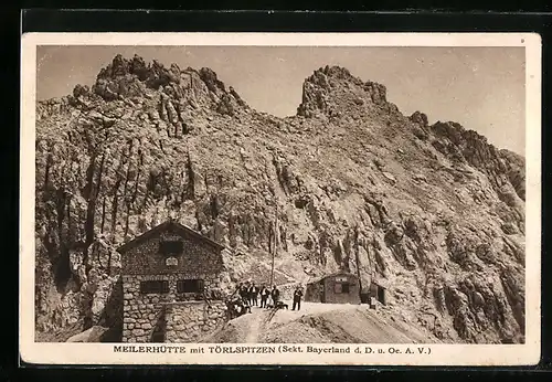 AK Meilerhütte, Berghütte mit Törlspitzen Sekt. Bayerland d. D. u. Oe. A. V.