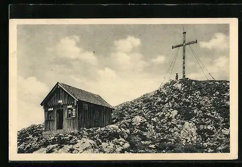 AK Berghütte der Sektion Tölz am Benediktenwandgipfel
