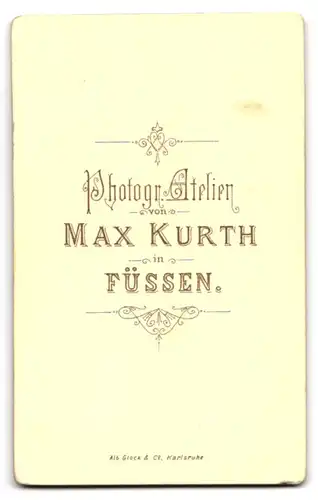 Fotografie Max Kurth, Füssen, Jäger in Uniform mit Mustasch