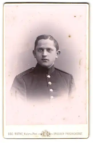 Fotografie Osc. Rothe, Dresden, junger sächsischer Soldat in Uniform