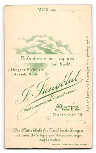 Fotografie J. Jungblut, Metz, junger Soldat in Uniform Rgt. 8 mit Mustasch