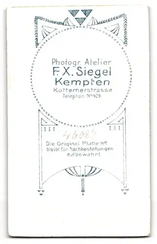 Fotografie F. X. Siegel, Kempten, Soldat in Uniform mit Bajonett