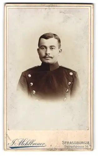 Fotografie J. Mehlbreuer, Strassburg i. E., Soldat in Uniform mit Mustasch