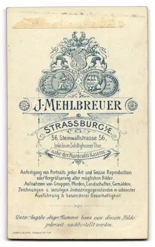 Fotografie J. Mehlbreuer, Strassburg i. E., Soldat in Uniform mit Mustasch