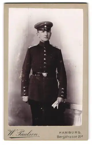 Fotografie W. Paulsen, Hamburg, Soldat in Uniform Rgt. 76 mit Bajonett