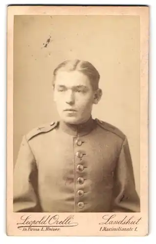 Fotografie Leopold Orelli, Landshut, junger Soldat in Feldgrau Uniform Rgt. 4