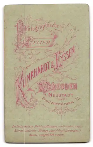 Fotografie Klinkhardt & Eyssen, Dresden, Soldat in Garde Uniform mit Mustasch