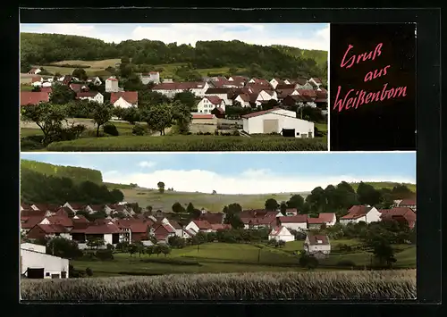 AK Weissenborn / Ottrau, Ortsansicht mit Hof und Felder
