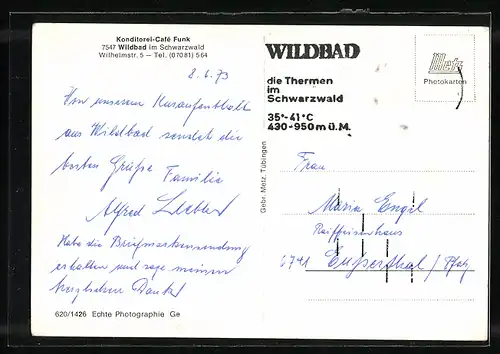 AK Wildbad im Schwarzwald, Konditorei-Cafe Funk, Wilhelmstrasse 5, Innenansicht