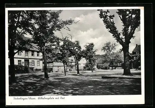 AK Veckerhagen /Weser, Wilhelmsplatz mit Post