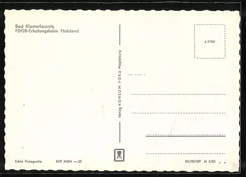 AK Bad Klosterlausnitz, FDGB-Erholungsheim Holzland