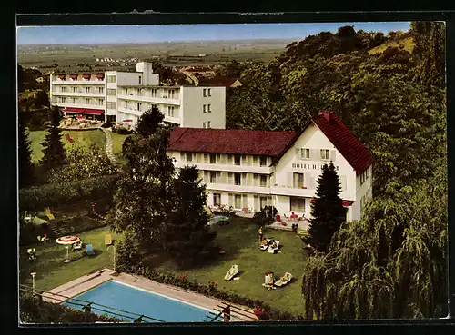 AK Bad Dürkheim, Garten-Hotel Heusser aus der Vogelschau