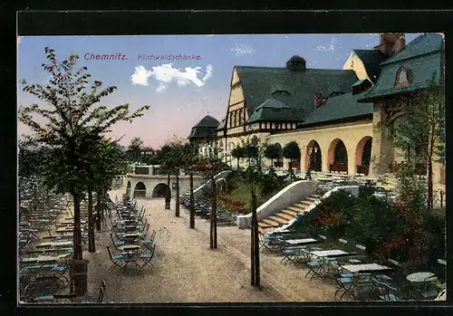 AK Chemnitz, Küchwaldschänke mit Terrasse