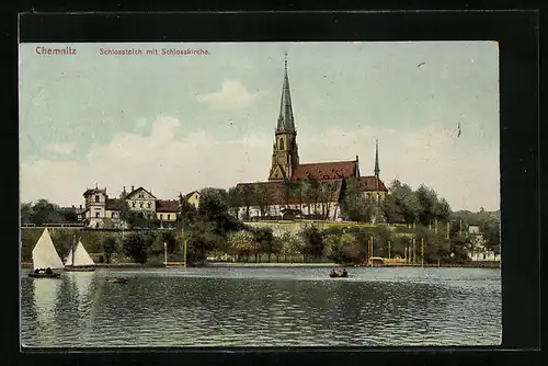 AK Chemnitz, Schlossteich mit Schlosskirche