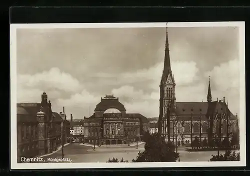 AK Chemnitz, Königsplatz mit Kirche