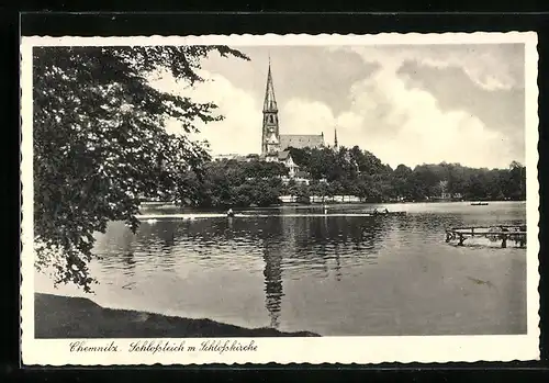 AK Chemnitz, Schlossteich mit Schlosskirche