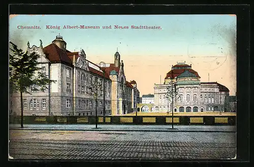 AK Chemnitz, König Albert-Museum und Neues Stadttheater