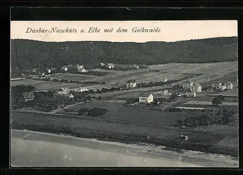 AK Diesbar-Nieschütz a. Elbe, Ortspartie mit dem Golkwalde