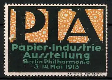 Reklamemarke Berlin, Papier-Industrie-Ausstellung PIA 1913, Messelogo