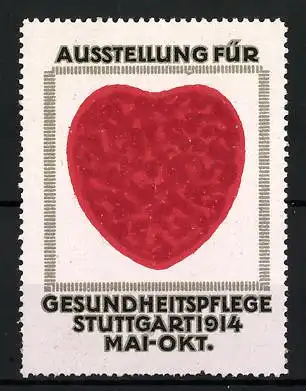 Reklamemarke Stuttgart, Ausstellung für die Gesundheitspflege 1914, rotes Herz