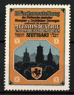 Reklamemarke Stuttgart, IX. Fachausstellung des Verbandes deutscher Klempner und Installateur-Innungen 1910, Wappen