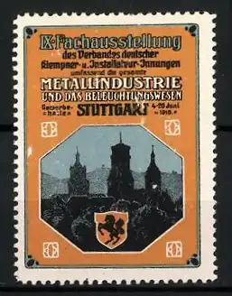 Reklamemarke Stuttgart, IX. Fachausstellung des Verbandes deutscher Klempner und Installateur-Innungen 1910, Wappen