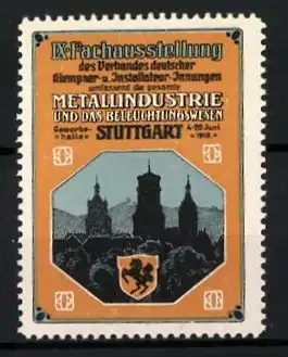 Reklamemarke Stuttgart, IX. Fachausstellung des Verbandes deutscher Klempner und Installateur-Innungen 1910, Wappen