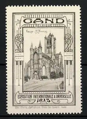 Reklamemarke Gand, Exposition Internationale & Universelle 1913, Eglise St. Nicolas