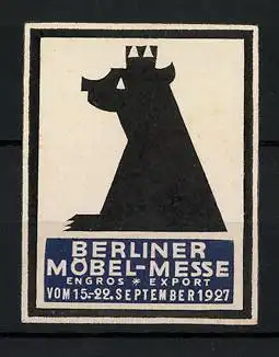 Präge-Reklamemarke Berlin, Möbel-Messe 1927, Berliner Bär