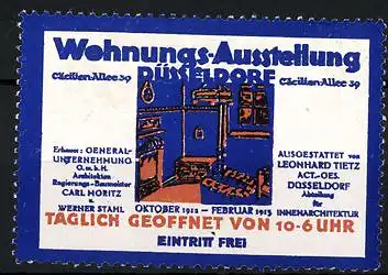 Reklamemarke Düsseldorf, Wohnungs-Ausstellung 1912, Blick in ein Zimmer