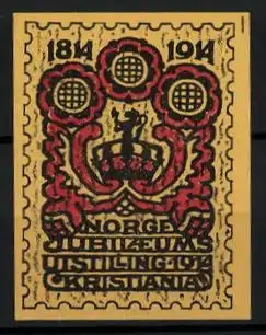 Reklamemarke Kristiania, Norge-Jubiläums-Utstilling 1914, Messelogo