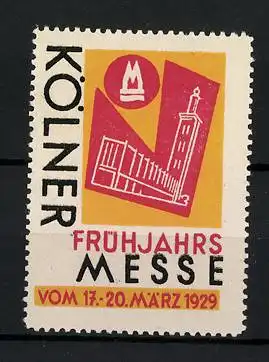 Reklamemarke Köln, Frühjahrsmesse 1929, Messelogo & Gebäude
