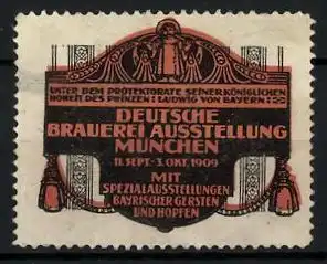 Reklamemarke München, Deutsche Brauerei-Ausstellung 1909, Münchner Kindl