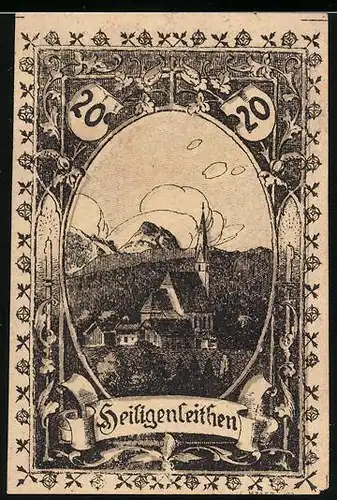 Notgeld Pettenbach 1920, 20 Heller, Heiligenleithen mit Kirche