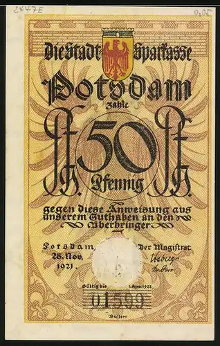 Notgeld Potsdam 1921, 50 Pfennig, Laubfrösche