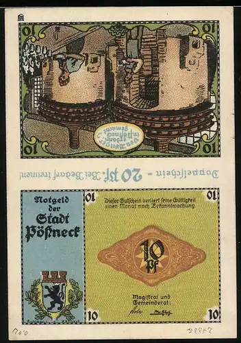 Notgeld Pössneck, 20 Pfennig, Porzellan, Wappen
