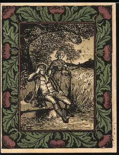 Notgeld Artern i. Thüringen 1921, 50 Pfennig, Gasthaus zur Krone, Goethehaus