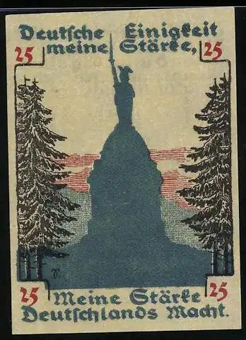 Notgeld Detmold 1920, 25 Pfennig, Hermannsdenkmal