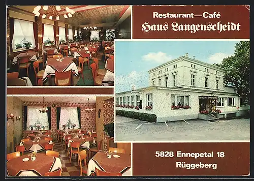 AK Ennepetal /Rüggeberg, Restaurant-Café Haus Langenscheidt, innen und aussen, Rüggeberger Str. 236