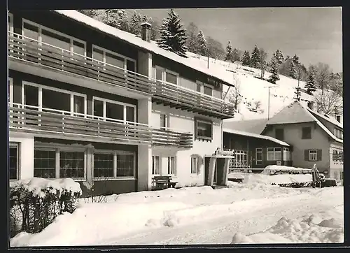 AK Schönmünzach /Schwarzwald, Sonnenhof-Pension im Schnee, Inh. Frau T. Finkerbach-Seidt