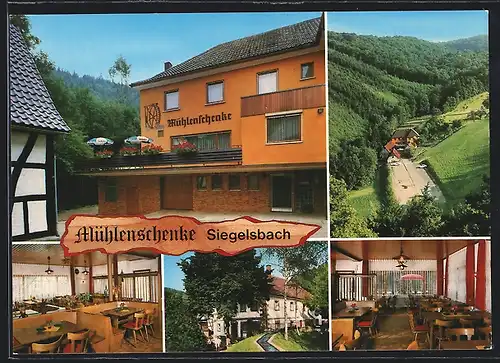 AK Siegelsbach, Fünf Ansichten vom Gasthof Mühlenschenke
