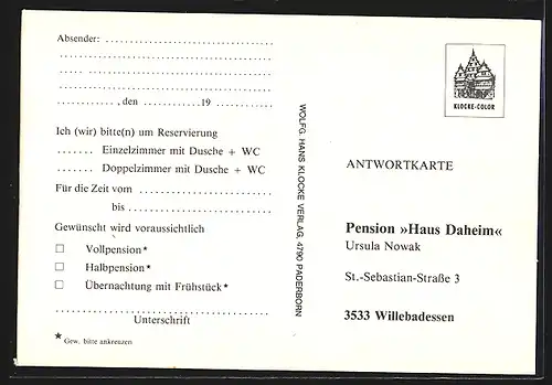 AK Willebadessen, Pension Haus Daheim, Inh. Ursula Nowak, St.-Sebastian-Strasse 3