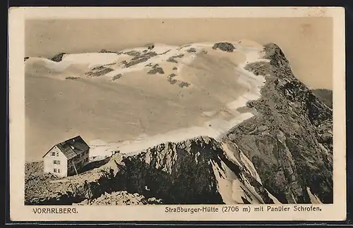 AK Strassburger-Hütte, Berghütte mit Panüler Schrofen