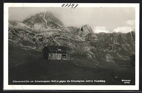 AK Biberacherhütte am Schadonapass, Berghütte gegen Künzelspitze